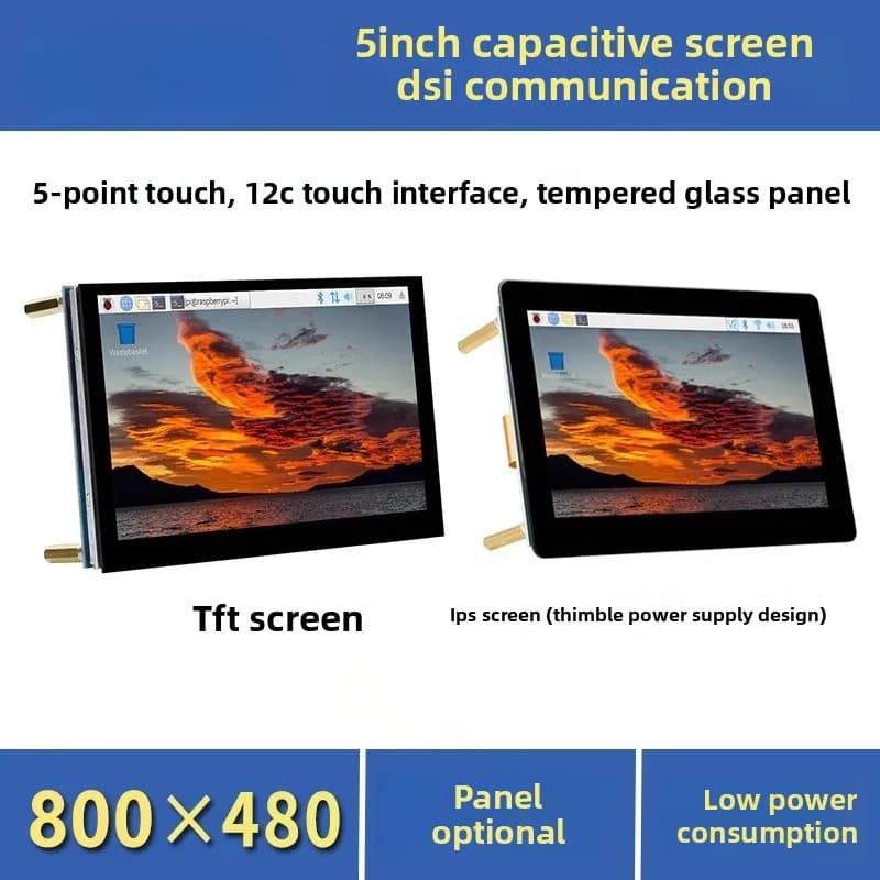 Display IPS Raspberry Pi Communication DSI 5 Inch LCD Screen TFT capacitive touch Retro illumination adjustable
