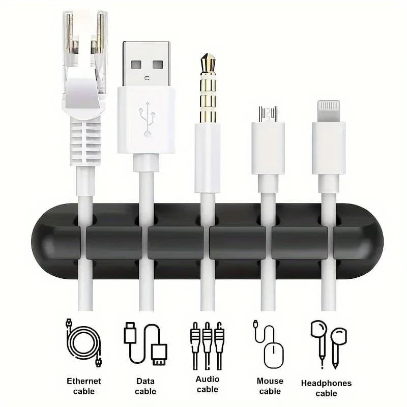 [Cable Organizers Storage] Strong Self-Adhesive Silicone Cable Organizers With 5 Slots For Managing Cables, Cable Holders