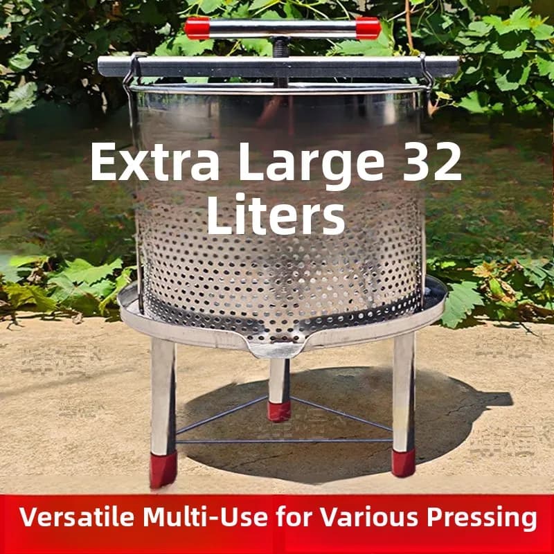 32L Stainless Steel Honey Press, Verdure Spremiagrumi, Wine Press, Camping Equipment, Picnic and Barbecue
