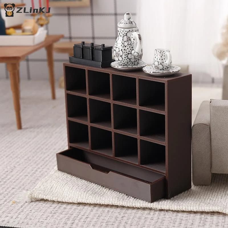▶ Miniature Display Cabinet for Doll House 1/12, Decorative Furnace for Doll House Furniture