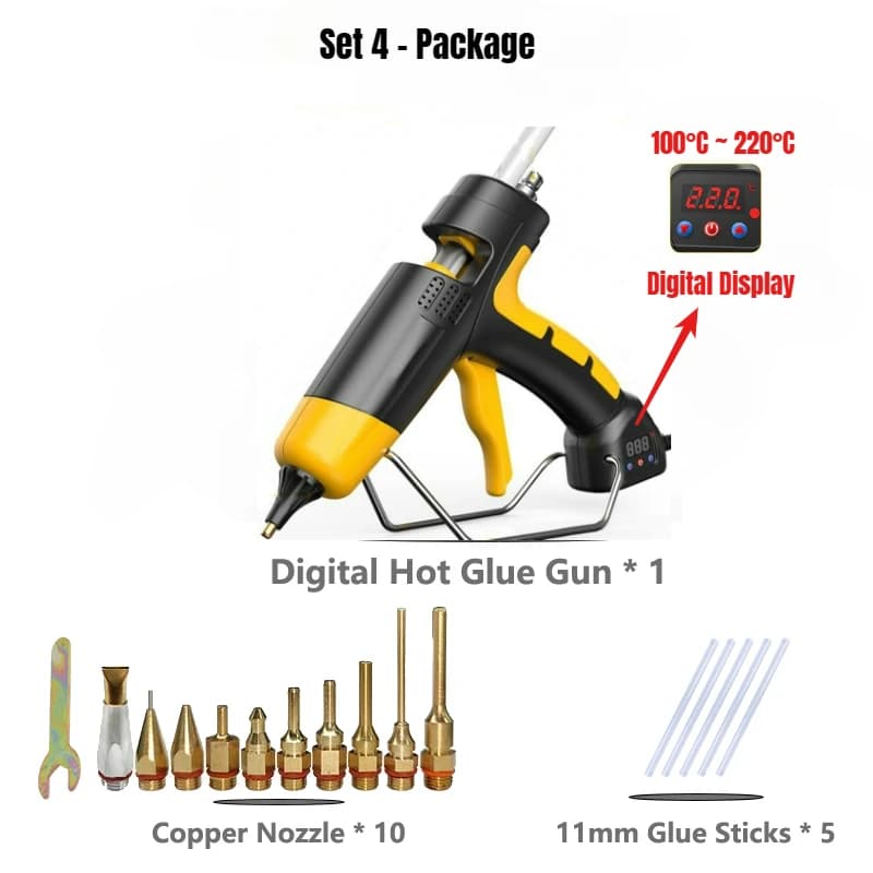 Pistola digitale in silicone caldo da 300 W con ugello sostituibile e pistola per colla professionale con temperatura regolabile da 11 mm Riscaldamento rapido per fai da te