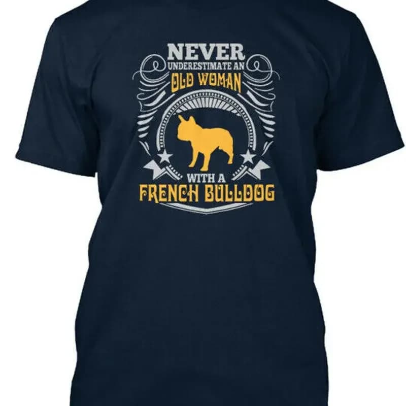 Vecchia donna con una maglietta premium Bulldog francese TS prodotta negli Stati Uniti S 5XL