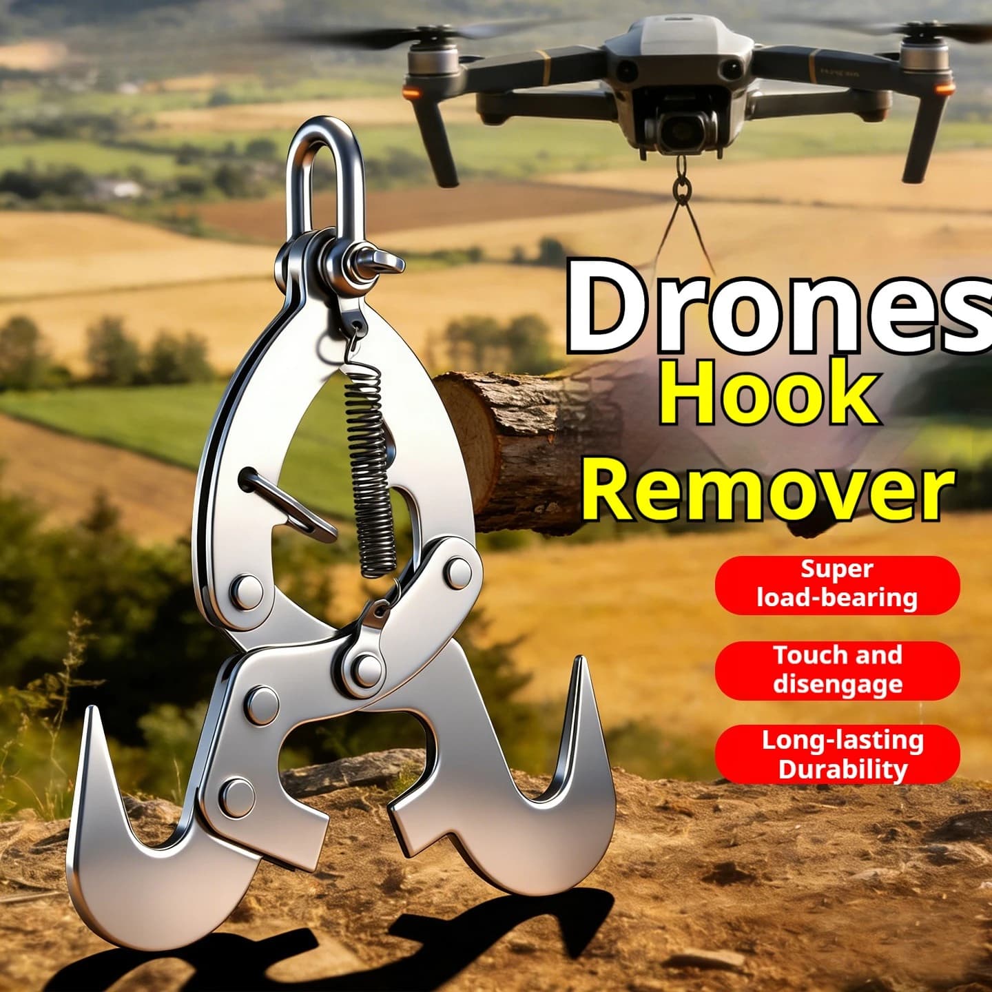 Gancio per Droni in Acciaio Inossidabile 430 per T40/T50/T60/T70P/T100, Gancio Multifunzionale Portatile per Avventure all'Aperto