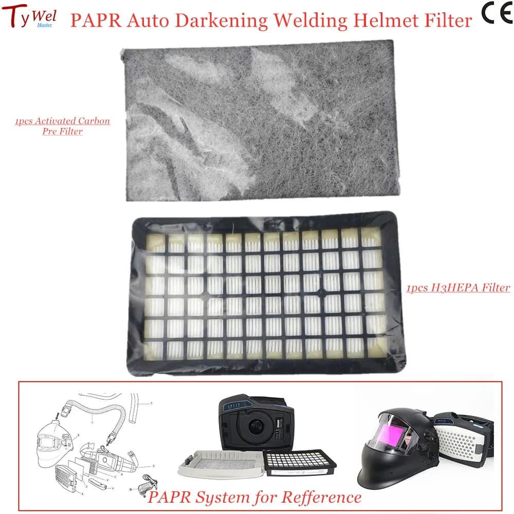 1set of active carbon filters for air purifier and H3HEPA filter for welding helmet with automatic PAPR obscuring