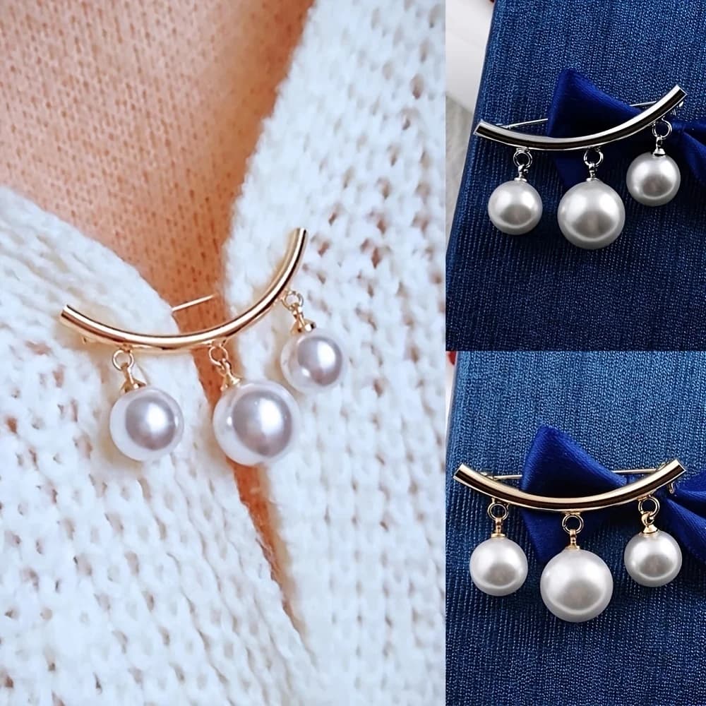 1 pz Spilla di sicurezza con perle, Fermaglio alla moda per maglione, Spilla con strass per cardigan e sciarpa