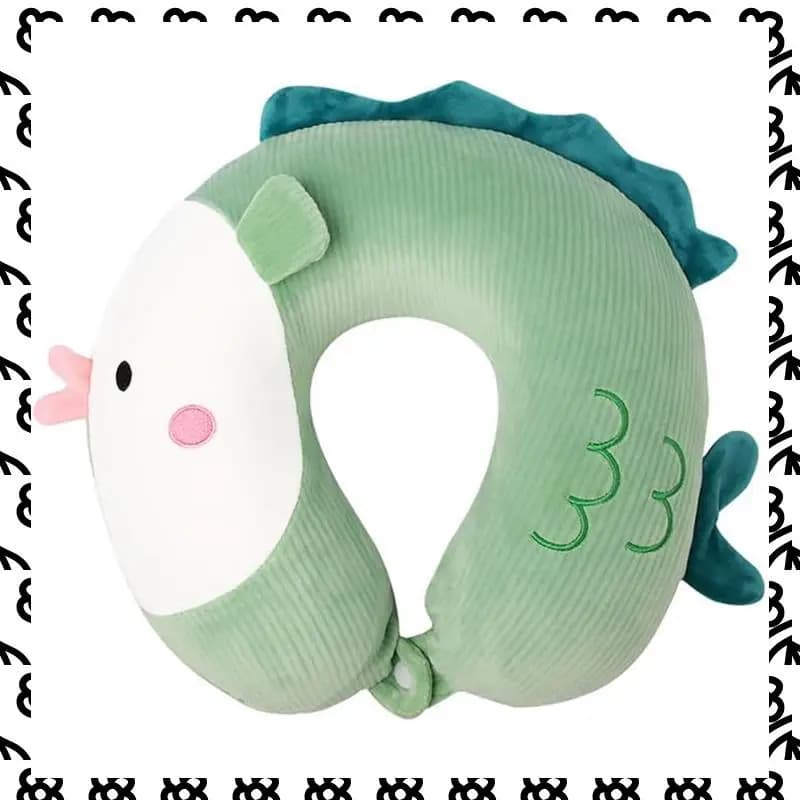 A07I Cuscino per il collo da viaggio per bambini, cuscino per il collo carino dei cartoni animati per viaggiare, cuscino per aereo in memory foam