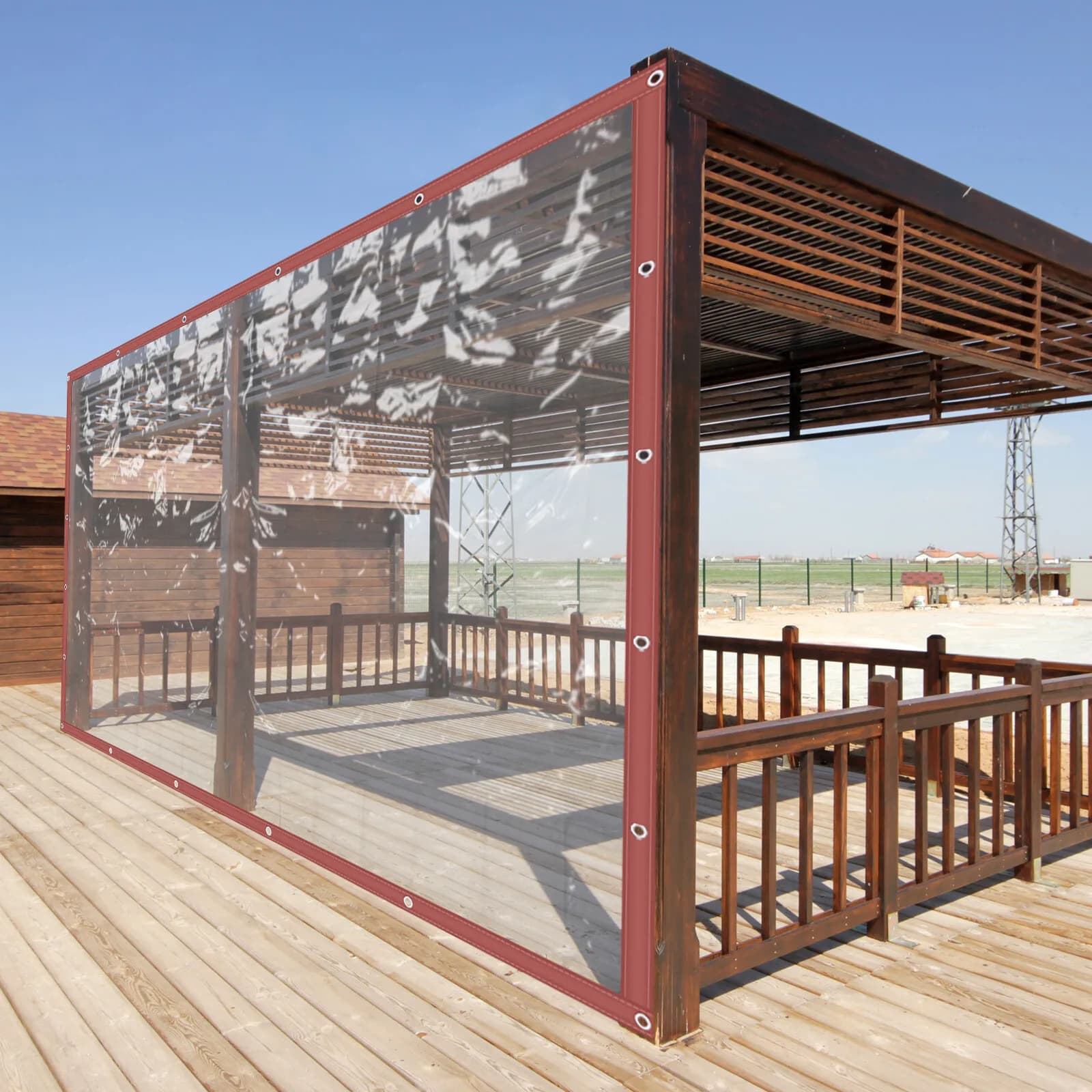 Custodia per patio con tettoia per tenda trasparente in PVC impermeabile di grado commerciale