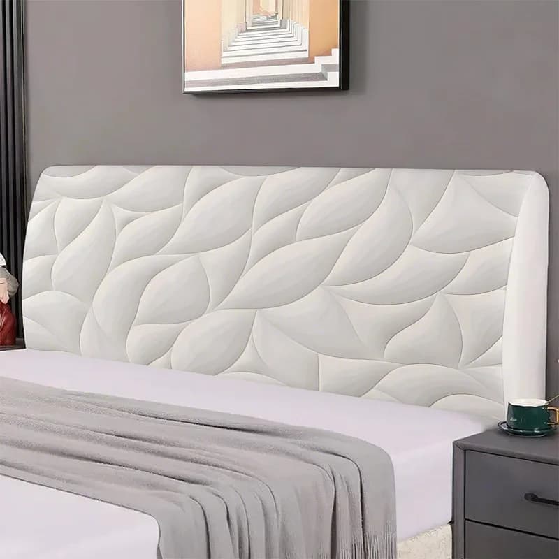 -1 copriletto bianco a forma di foglia, con motivo a stampa 2D piatto in stile astratto minimalista, protezione per la testiera del letto
