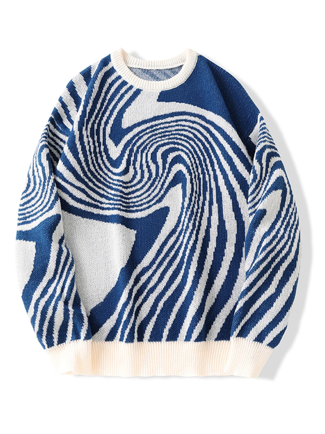 Nuovo popolare autunno e inverno labirinto modello jacquard maglione pullover casual girocollo colore a contrasto pullover da uomo lavorato a maglia
