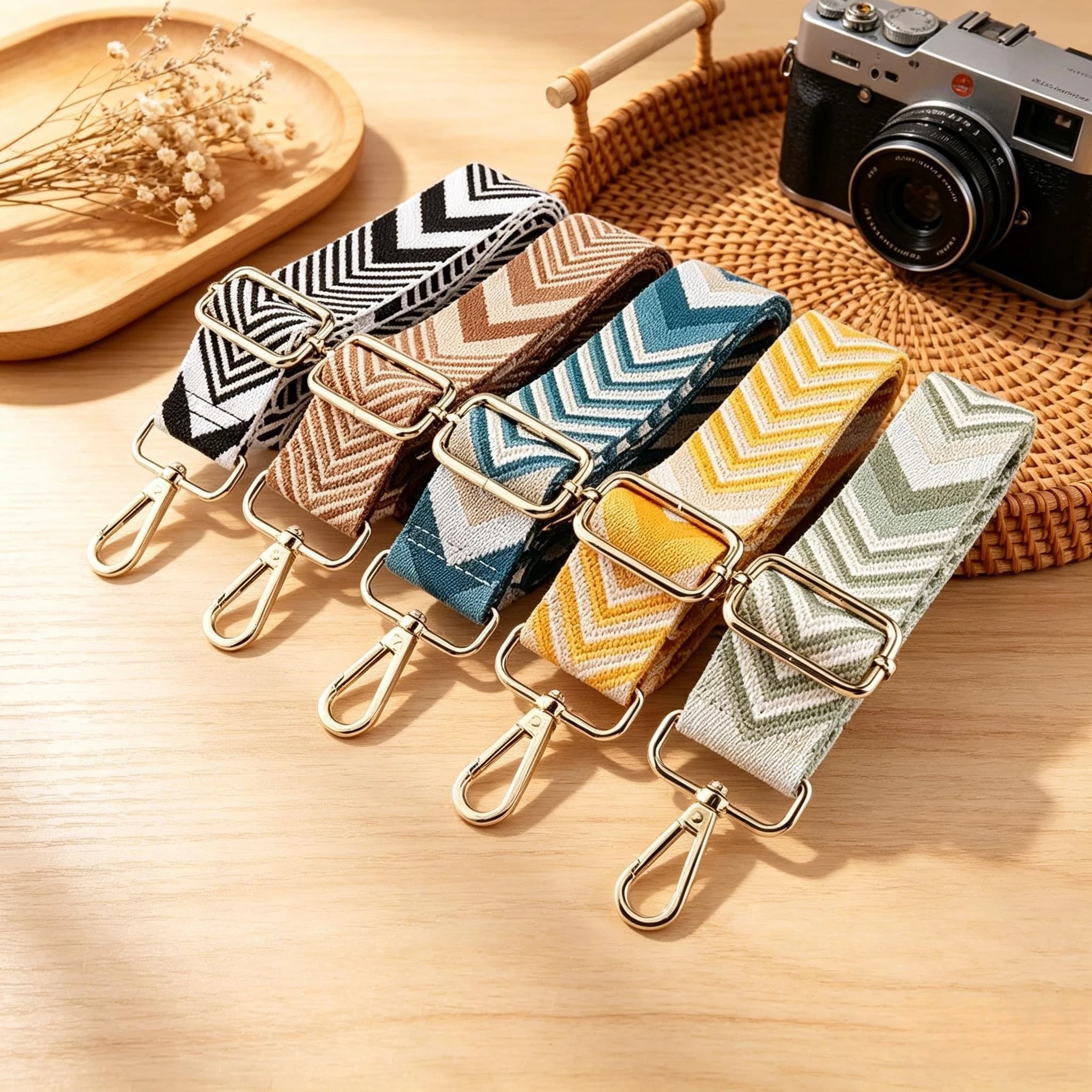 Bohemian Chevron Pattern Wide Bag Strap Adjustable Crossbody Shoulder Belt for Women Handbag