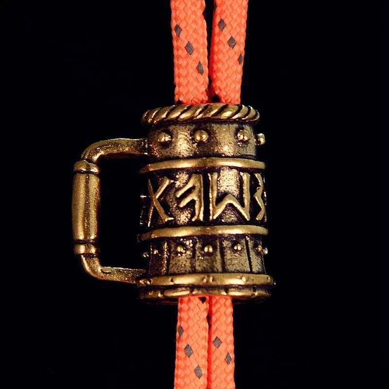 Bicchiere da vino vichingo Coltello in ottone Perlina Braccialetti Paracord fai da te vintage Accessori Strumento EDC per esterni Ombrello Corda Cordino Pendenti