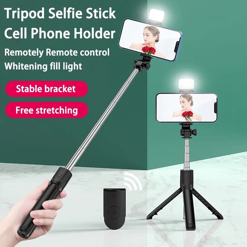Bluetooth Wireless Selfie Stick Mini treppiede monopiede otturatore remoto con luce di riempimento per iPhone Samsung Supporto per telefono Xiaomi