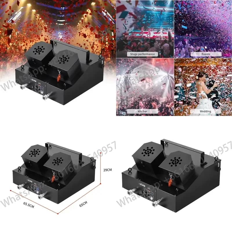 250W Electric Metal Professional Party DJ Ribbon Machine Dual Head Dedicated CO2 Dry Ice DMX512 Control Multicolor Light Fan