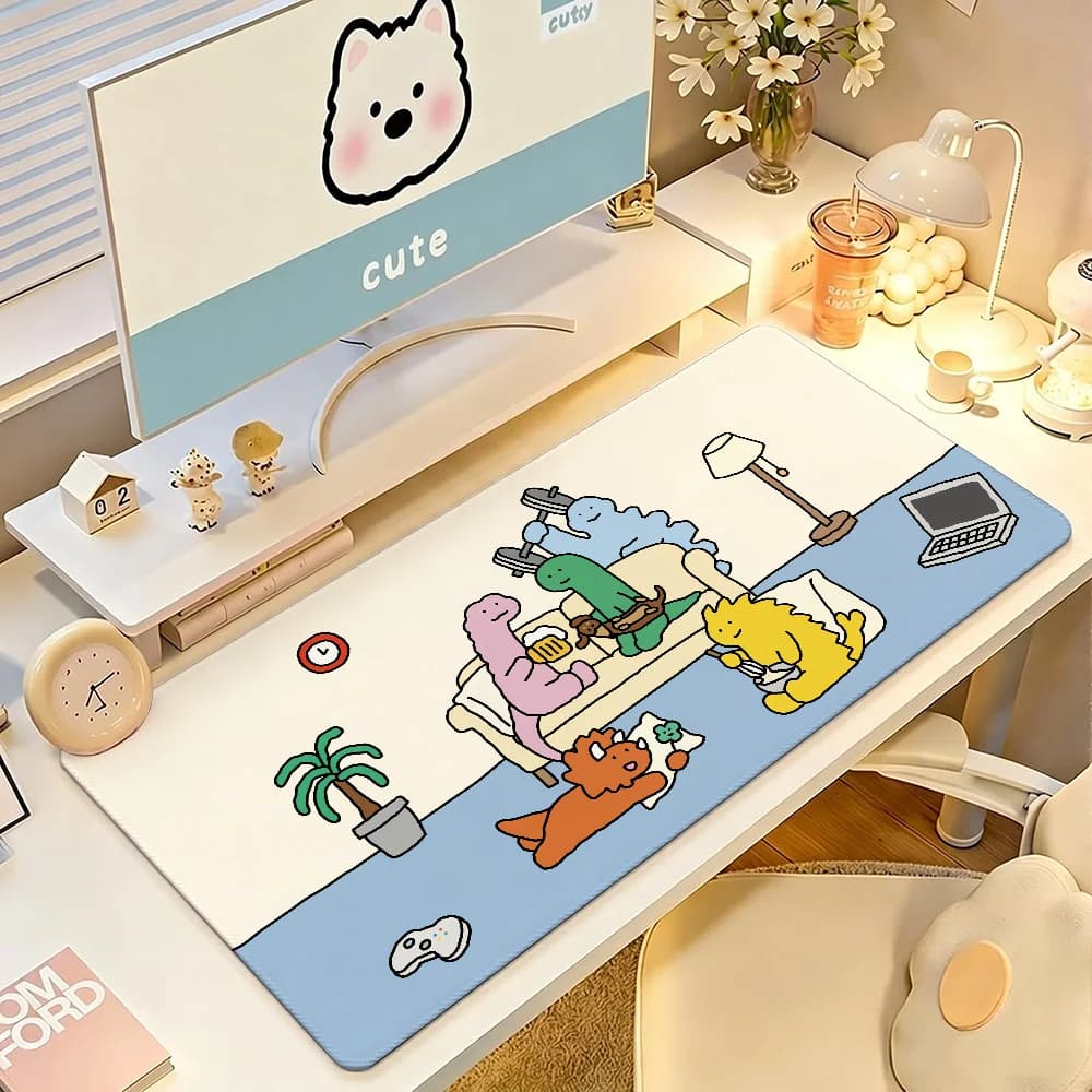 Cartoon Cute J-Joguman Mouse Pad Large Non-Slip Waterproof Mat Stitched Edge Keyboard Pad for Gaming Daily Office