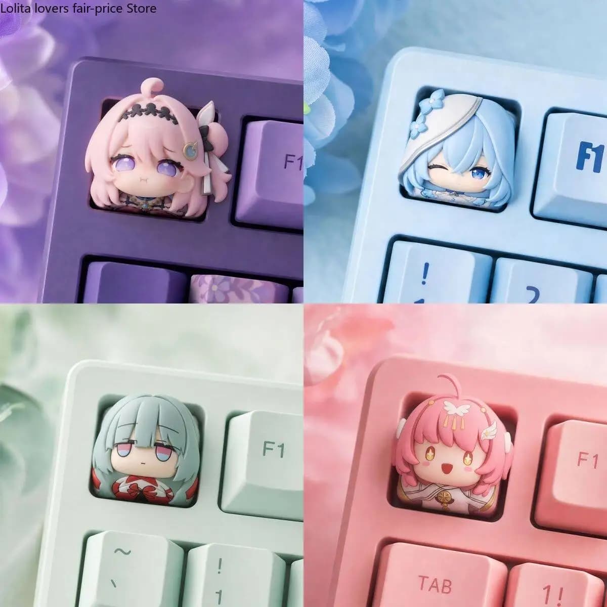 2026 Wuthering Waves The Shorekeeper Phrolova Aemeath Denia Artisan Keycap Cute Anime Cross Stem Keycap for Mechanical Keyboard