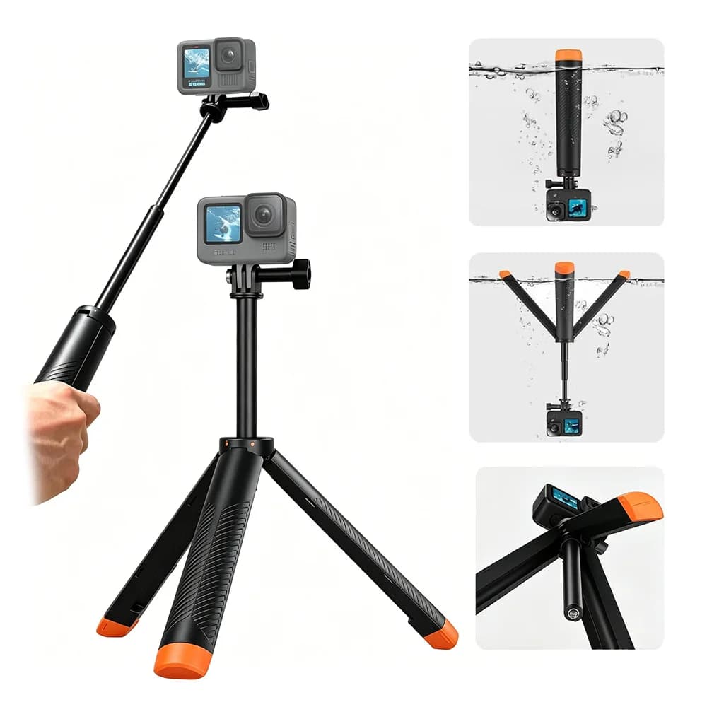 Floating Tripod Camera Hand Grip Diving Auxiliary Handle Selfie Stick Monopod for Gopro/DJI /Insta360 Action Camera Accessories