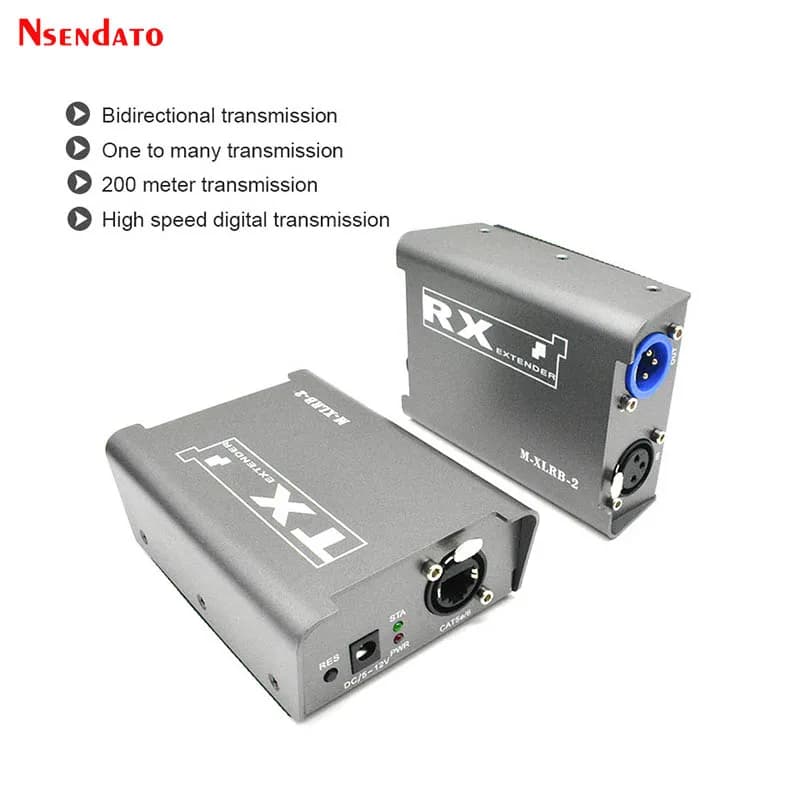 1 way Bi-directional XLR Audio Extender over Cat5e/6 200m XLR Audio Transmitter Receiver Extender kit For TV box Home Theater