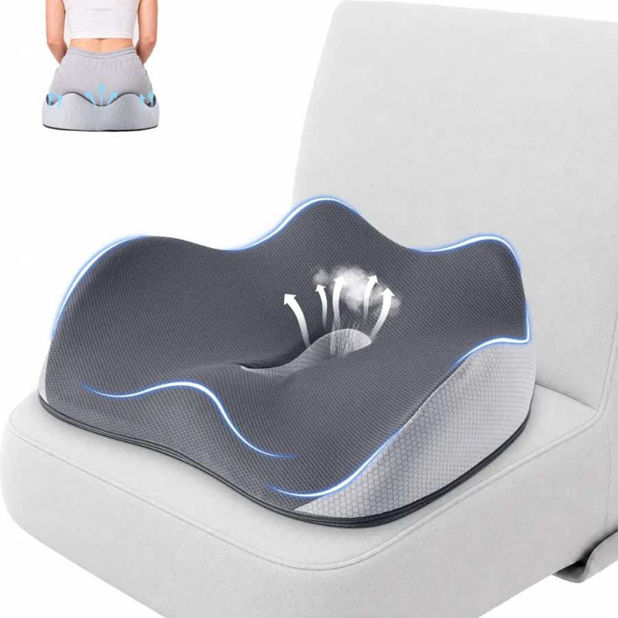 Seat Cushions Ergonomic Memory Foam Seat Cushion for Sciatica Hip and Tailbone Pain Relief Orthopedic Cushion for Office Chair