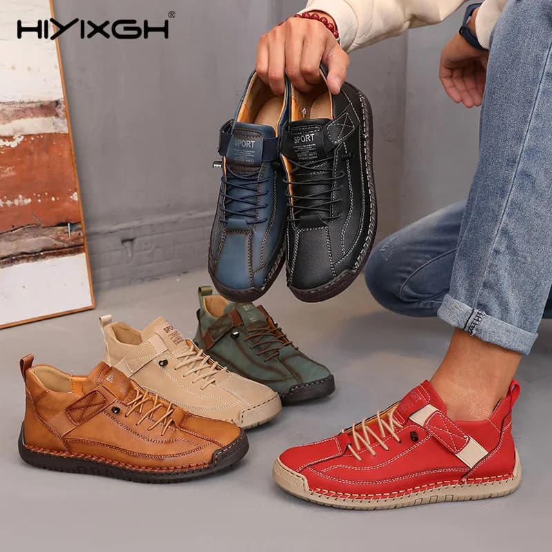 Stivali medi da uomo nudi Mocassini primaverili con suola morbida Scarpe da uomo d'affari con fondo piatto in pelle fatte a mano in stile britannico alla moda