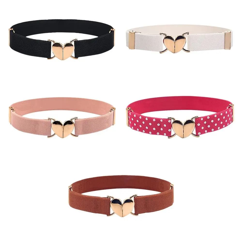 2022 Cinture elastiche per bambini Cinture elastiche regolabili multicolori per ragazze con fibbia a forma di cuore Accessori per cintura
