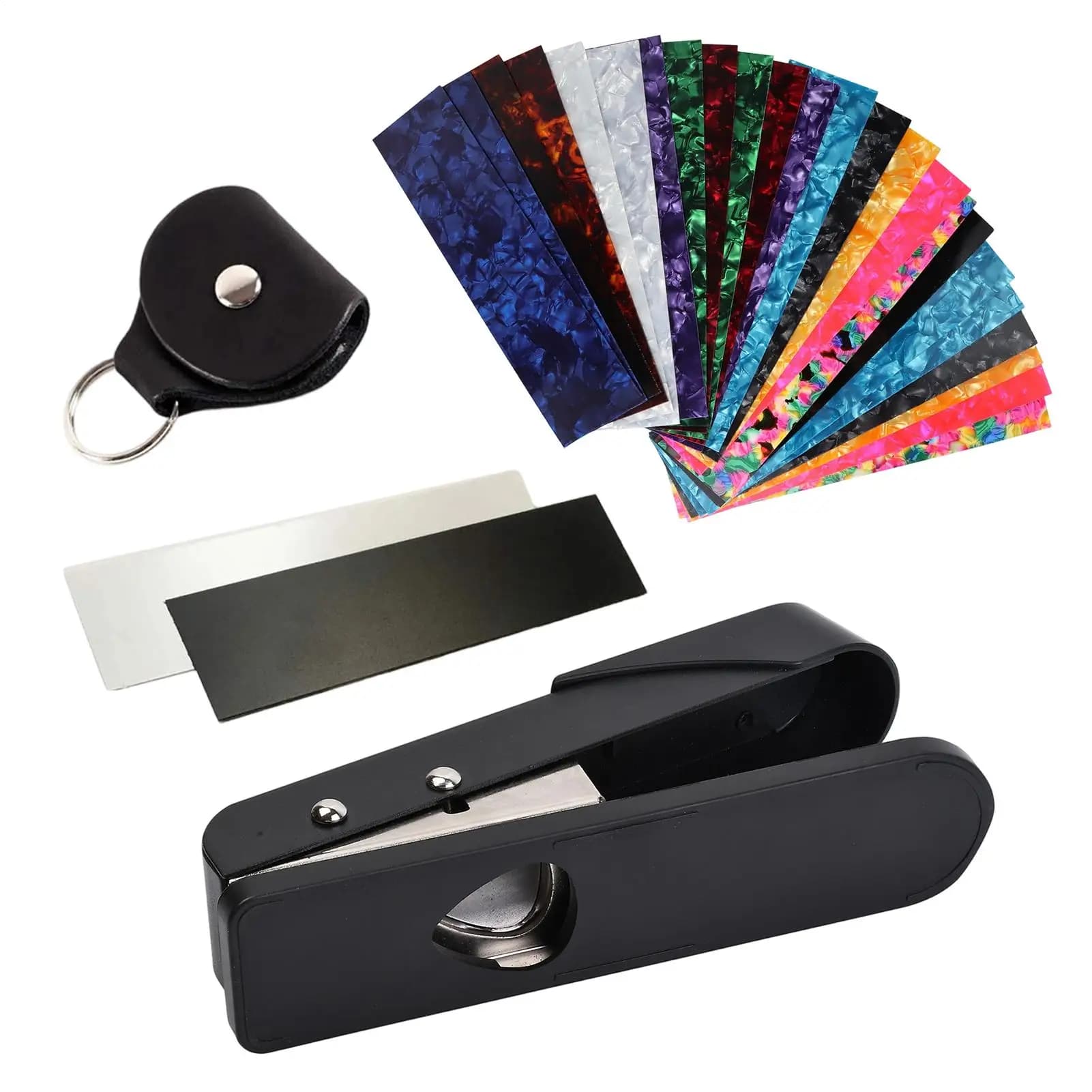 DIY Guitar Pick Metal Tool With Holder And 25 Strips Guitar Pick Making Kit For Players Enthusiasts Beginners Music Students