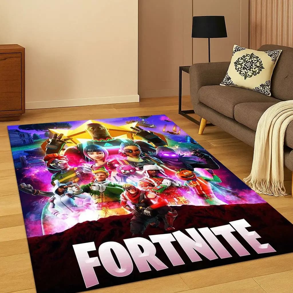 Tappeto 3D F-Fortnite con personaggi dei videogiochi, per camera da letto, soggiorno, divano, zerbino, decorazione per la casa, tappeto per area giochi per bambini, antiscivolo, regalo di Natale