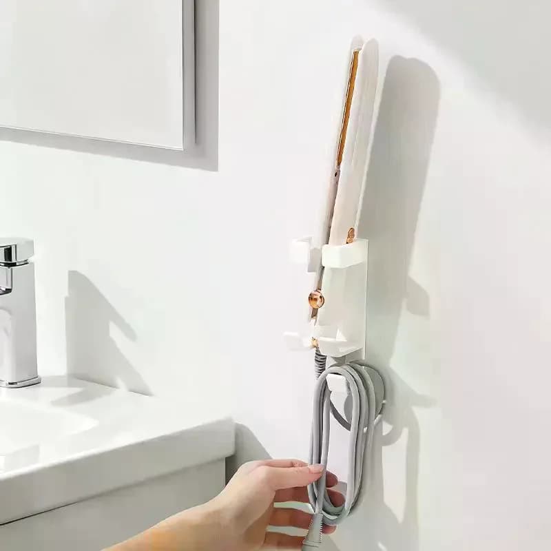 Hair Curler Straightener Holder Wall Mounted Dryer Comb Organizer Punch Free Rack Bathroom Home Accessories Storage Tools
