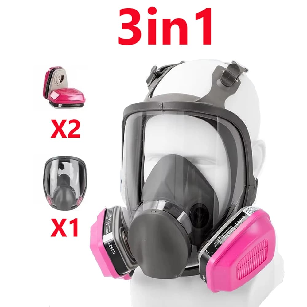 Maschera antigas riutilizzabile antiappannamento con 60926 filtri a carbone attivo contro il vapore organico antipolvere, ideale per la verniciatura