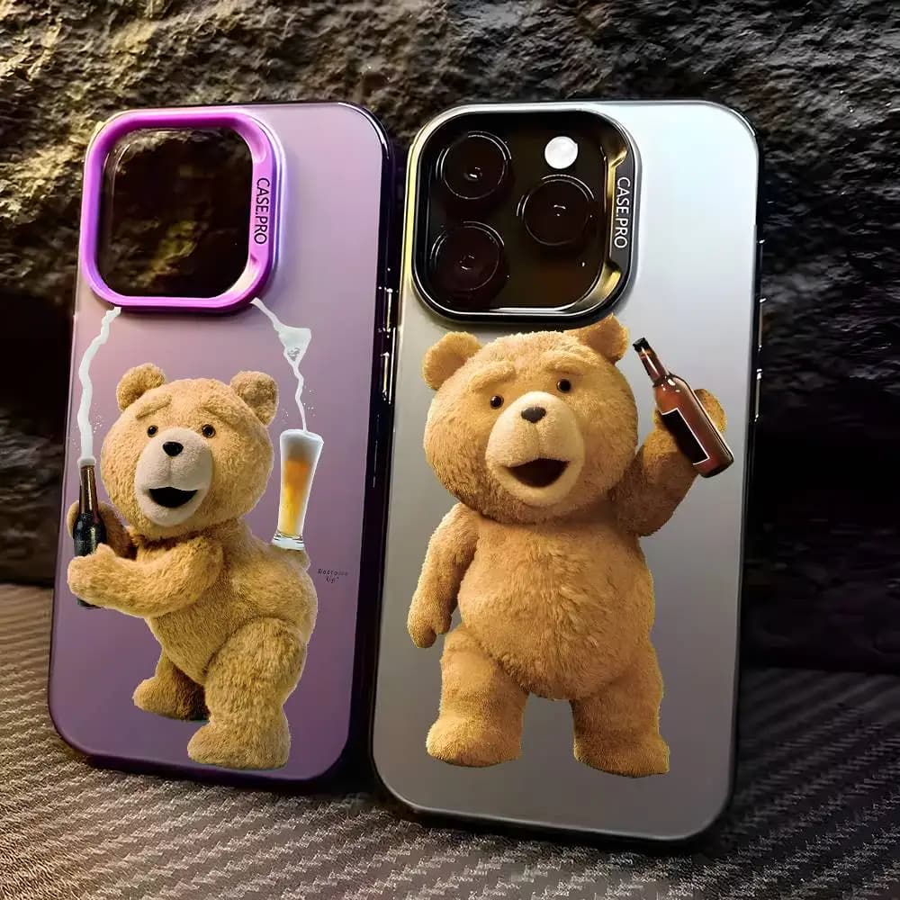 Custodia per telefono divertente ted bear per iPhone 17 16 15 14 13 12 Pro Max Plus Cover posteriore in TPU morbido sfumato colorato