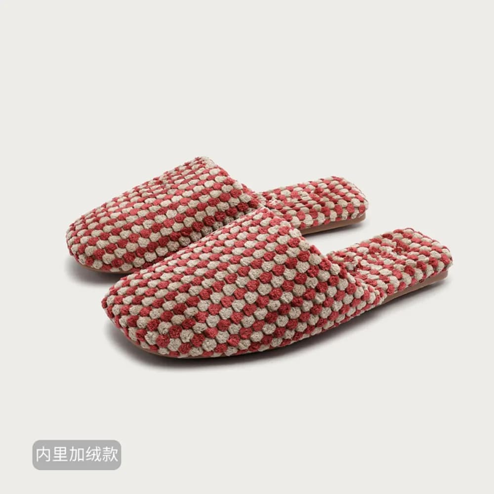 Comfortable and hot shoes in satin cotton for couples Simple and casual home Slippers Fashionable square non slip shoes