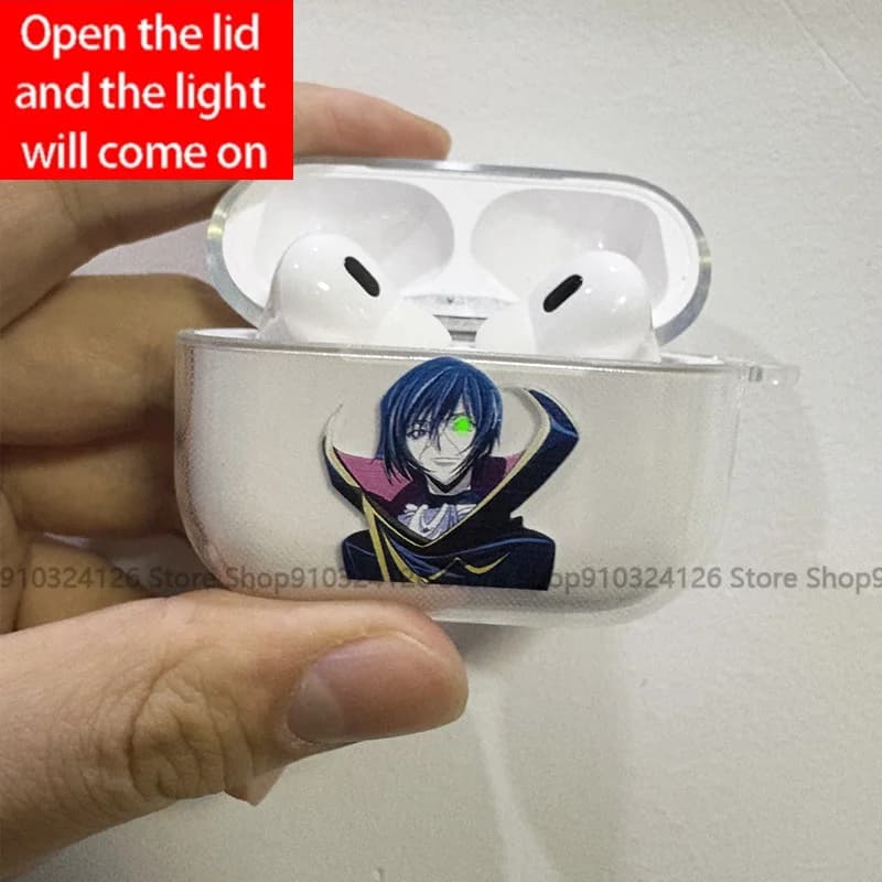 Case Anime Luxury Comic Code G-Geass Soft Silicone TPU for AirPods 4 Pro 1 2 3, transparent, for Bluetooth earphones