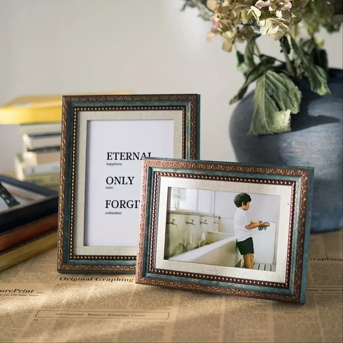 Retro Nostalgic Wooden Photo Frame Creative Customizable Living Room Kitchen Bedroom Decor Ornament