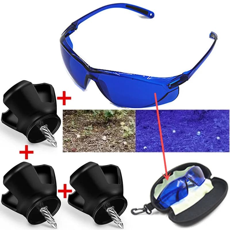 Occhiali per il golf, Localizzatore di palline da golf + Pinza a 3 punte per recuperare palline da golf, Pinza salva-schiena da applicare sulla impugnatura del putter