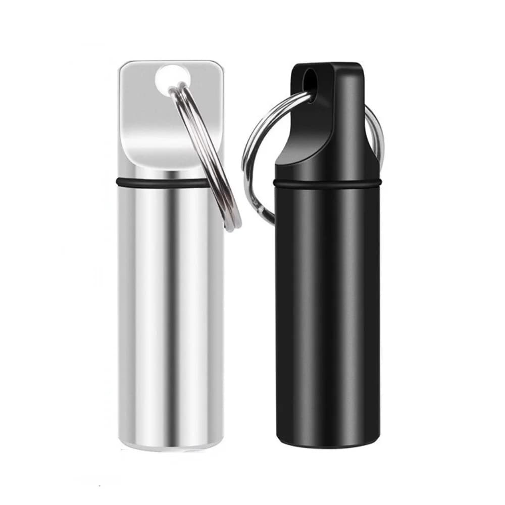 Nuovo Contenitore Portatile Mini Impermeabile in Alluminio per Pillole, Vitamine, Oli di Pesce, Portachiavi, Tappi per Orecchie