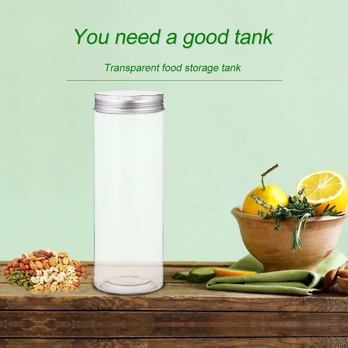 Multipurpose Food Storage Jar with Airtight Seal Lid for Dry Food Rice Beans Nuts Tea Coffee Sugar Salt Pepper Candy Freshness