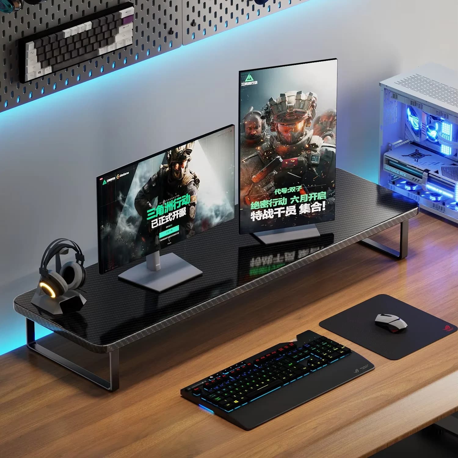 Gaming Room Desktop Computer Monitor Riser Storage Shelf Desktop Organizer Stand Extended Laptop Holder