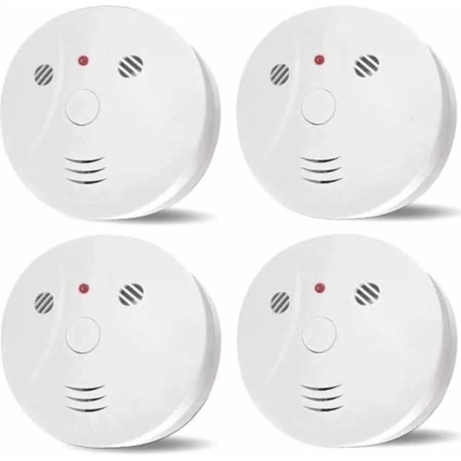 Set di 4 Rilevatori Combinati di Fumo e Monossido di Carbonio a Batteria, Allarme Portatile Fotoelettrico per Casa e Viaggio