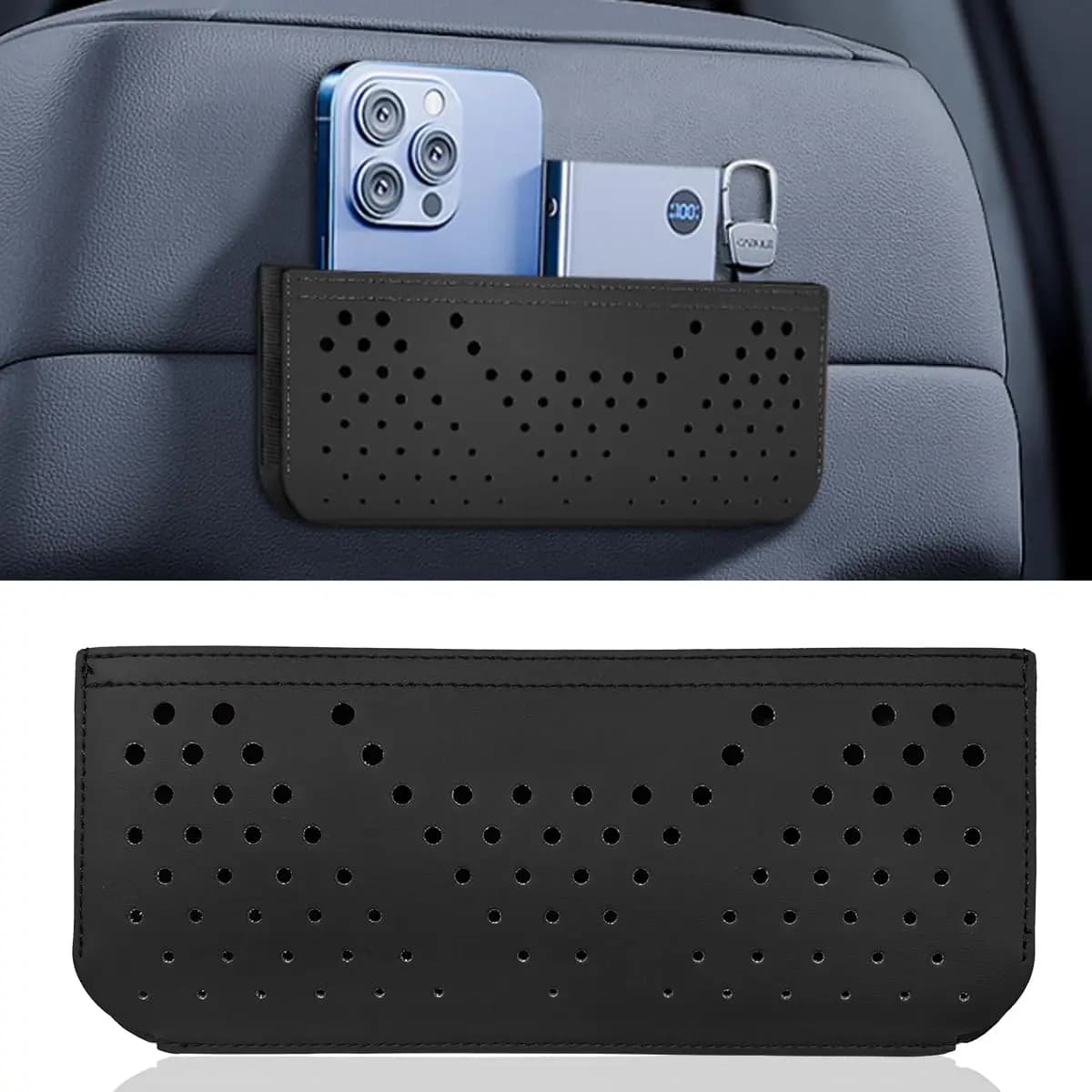 Borsa portaoggetti per mini console in pelle PU per seggiolino auto, organizer multifunzionale per chiavi del telefono per porta finestra