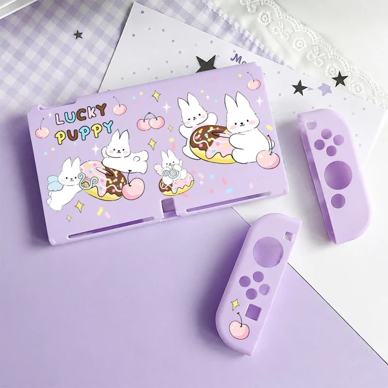 Kawaii Printed Soft Protector for Nintendo Switch OLED Dockable Cover Sweat Slip-Resistant Controller Case Detachable Joy-Con