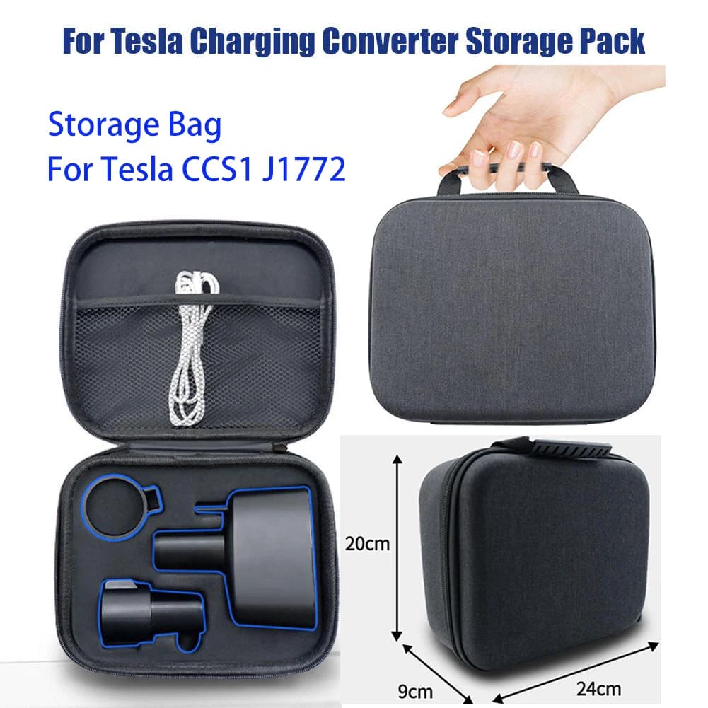 Borsa portaoggetti per caricabatterie Tesla CCS1 J1772, custodia da viaggio per adattatore caricabatterie, custodia da viaggio per accessori di ricarica per auto elettriche