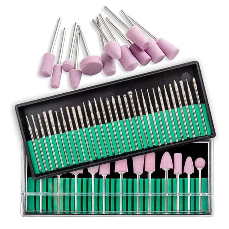YIKOOLIN 12/30 pz Frese Per Macchina Del Manicure Quarzo Scrub Pietra di Lana Punta Del Trapano Per Unghie Rotary Burr Rettifica Mulino Kit di Pedicure