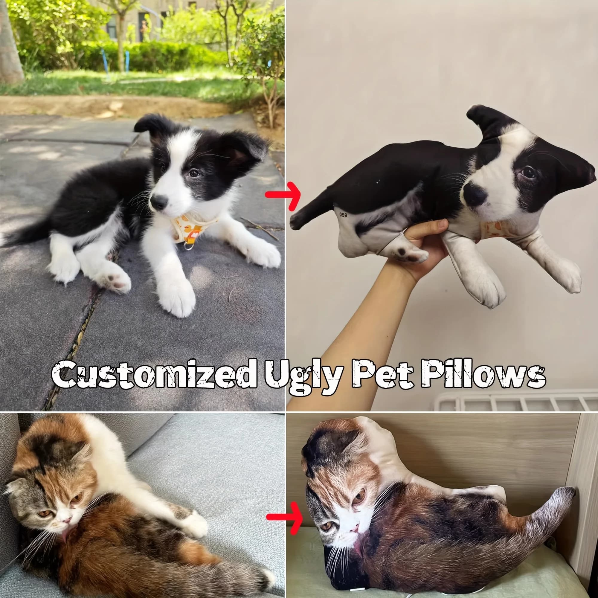 Cuscini per animali personalizzati come regali personalizzati per gli amanti dei cani, con volti di cuccioli di peluche e graziosi decorazioni per la casa in morbida fibra di poliestere