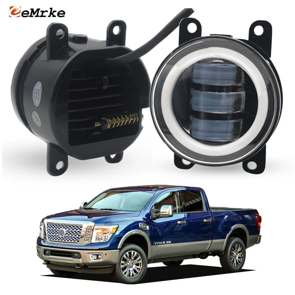 [Coppia] Lampada di guida per auto fendinebbia a LED per Nissan Titan XD 2016 2017 2018 2019 30W PTF Indicatore di direzione Angel Eye DRL Halo Ring