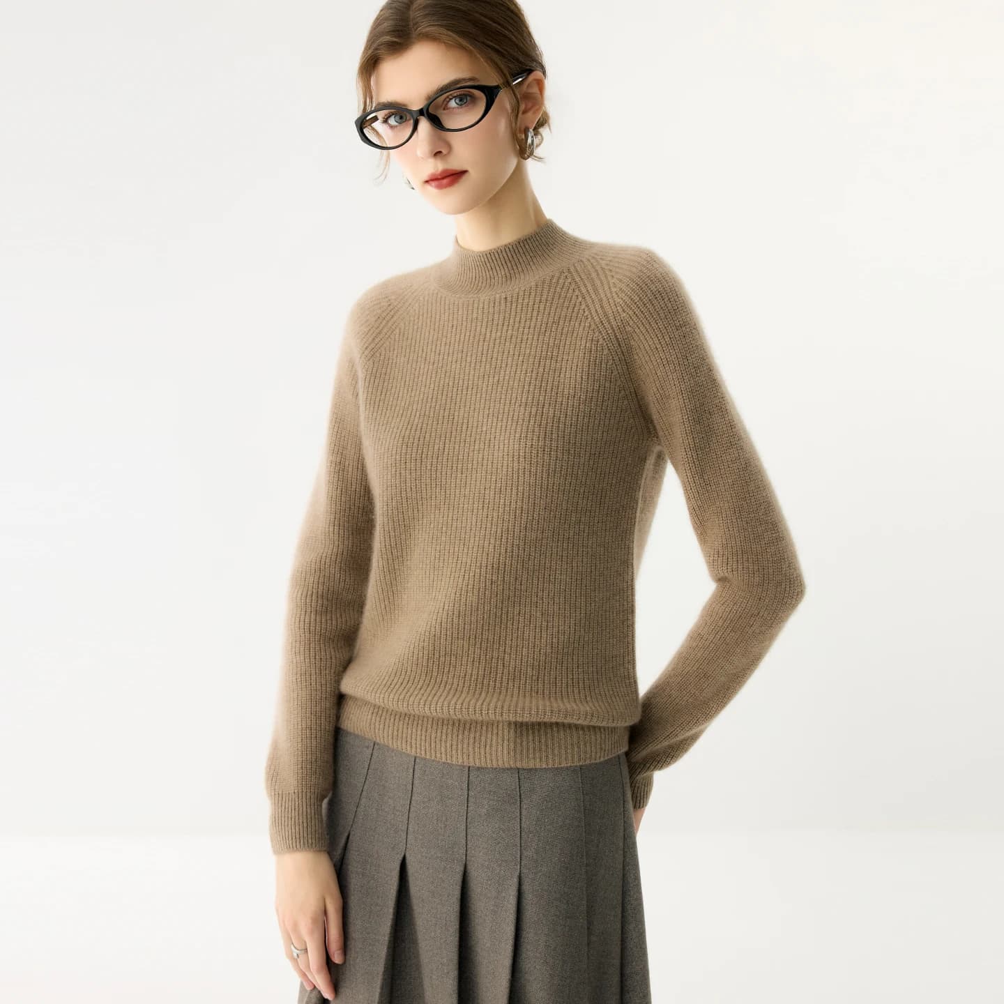 Women's 100% Cashmere Knitted Pullover Sweater Autumn Winter Half High Collar Thick Warm Anti-Cold Versatile Base Layer Shirt