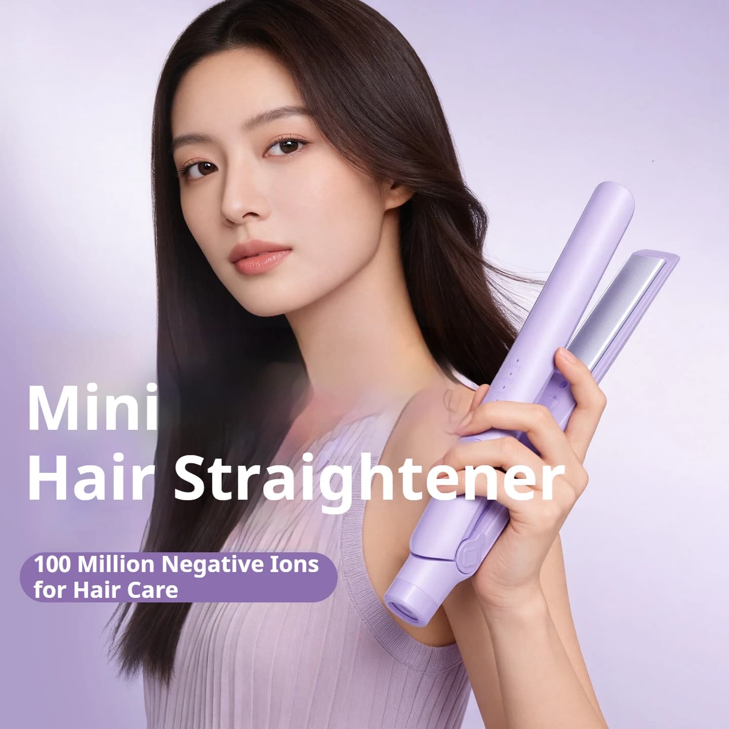 Portable Hair Straightener and Curler 2 in 1 100 Million Negative Ions 3 Layer Anti Scald Low Power 26W Safe for Travel
