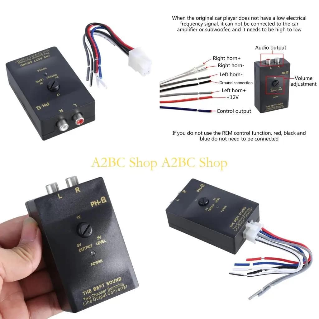 A2bc CAR STERENTRO SEGNICO RILAVORE SEGNALE ALTATO CONVERTER PER AUTOWOOFER AUTOFICIR PIERADI