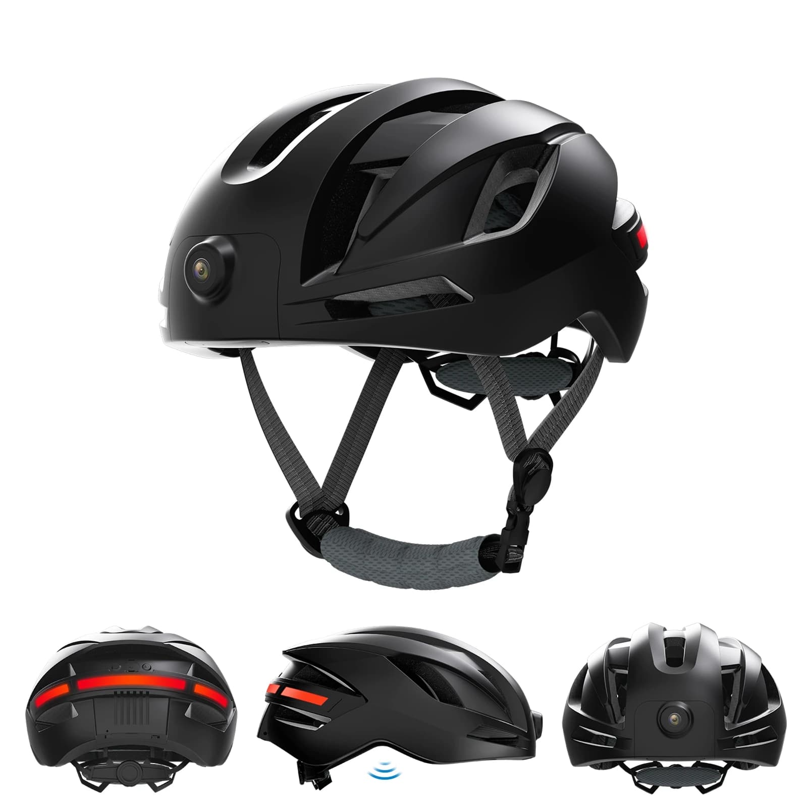 Casco da bici con casco da equitazione intelligente BT con fotocamera 1080P e luci posteriori Caschi da moto universali regolabili per uomo