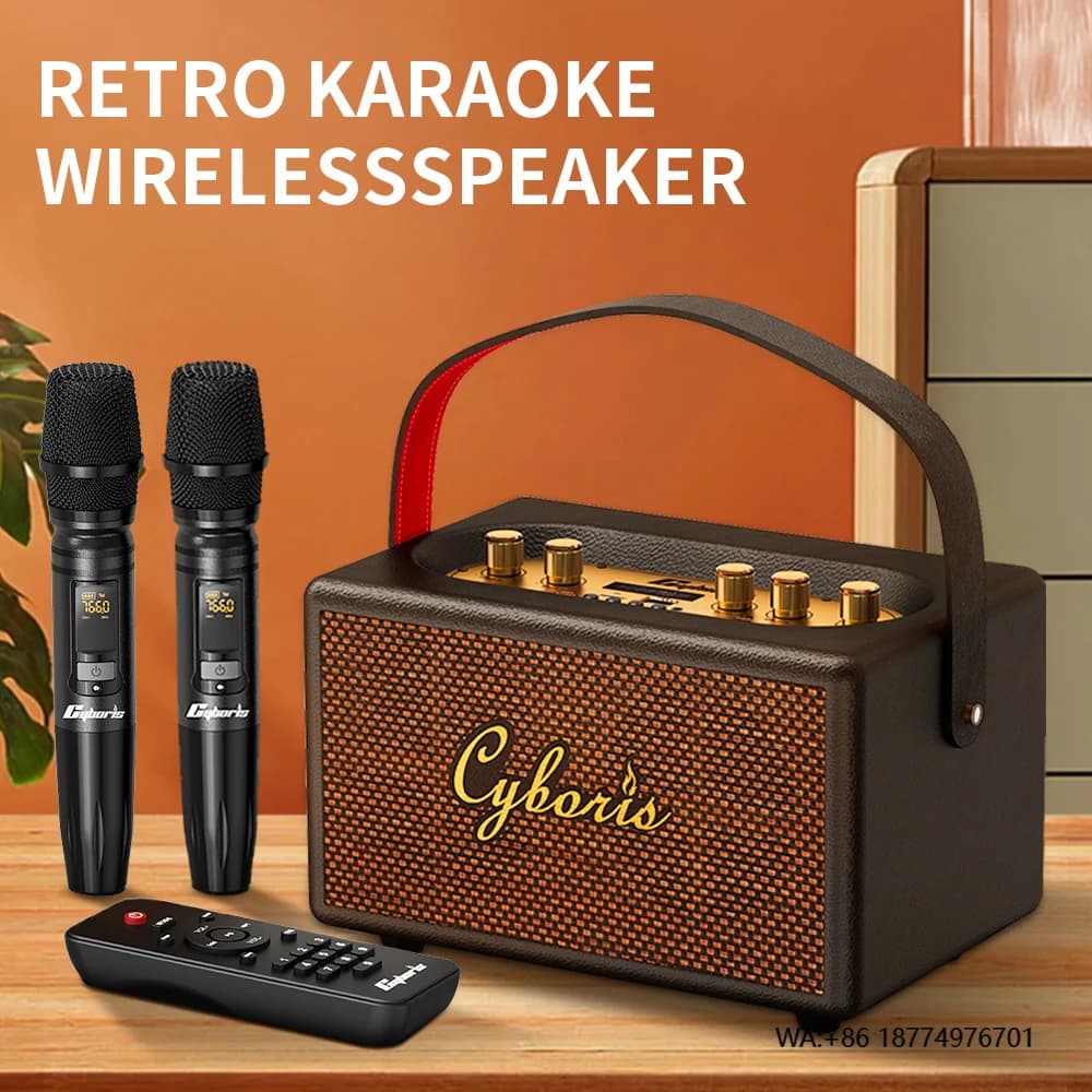 Macchina per karaoke da 80 W, altoparlante portatile per karaoke Blue Tooth con 2 microfoni wireless, sistema PA con FM per adulti e bambini