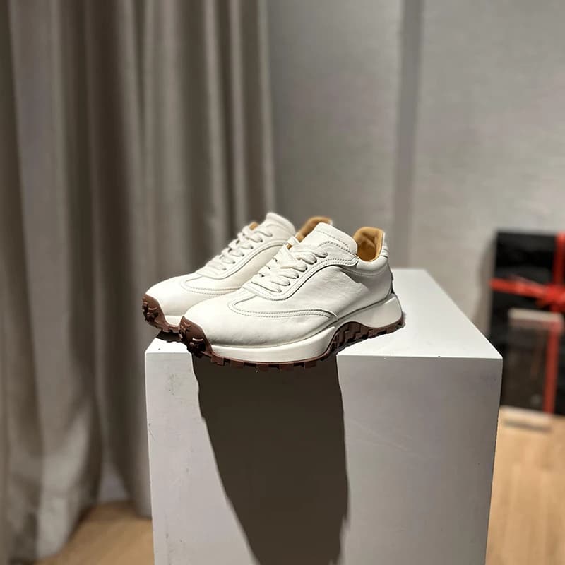 Chunky Sneakers Genuine Leather and Horsehide Lining Sweat-Wicking Breathable White Sneakers Women Casual Shoes