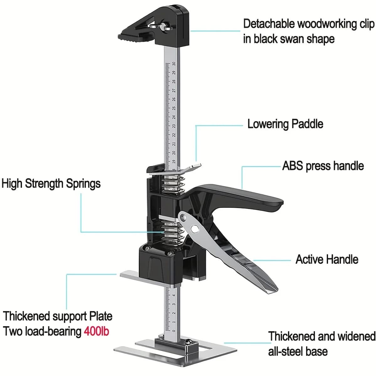 2 PCS Labor Saving Arm Tool-15.5 inch Portable Height Adjustable Lift Jack,Precision Clamping Hand Device for Drywall,Tile Locat